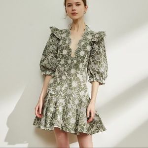 Sandro 2021 daisy lantern sleeve mini dress